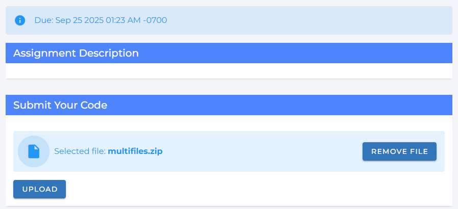 Screenshot showing the upload button