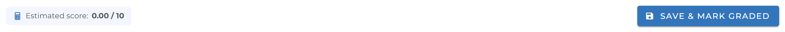 The estimated score preview and Save & Mark Graded button at the bottom of a review panel